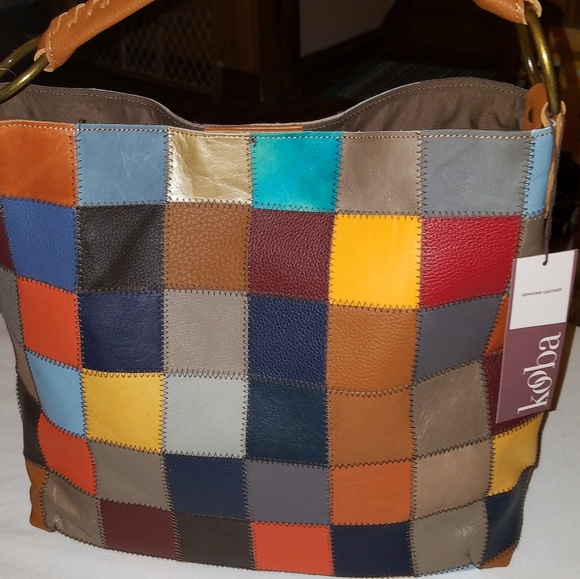 KOOBA NEW WITH TAGS LARGE PATCHWORK MULTI HOBO - Picture 6 of 6
